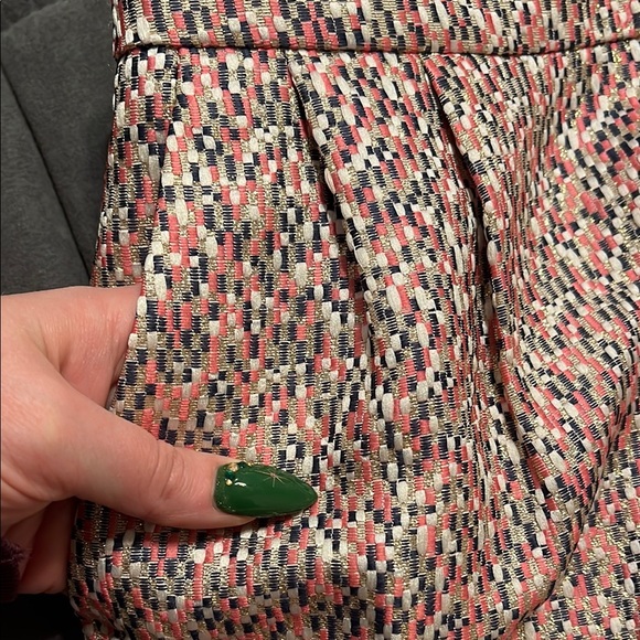 J. Crew Pink Confetti Metallic Gold Tweed Mini Skirt with pockets lined Glinda - Picture 3 of 6